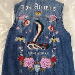Pacsun Denim Embroidered vest
